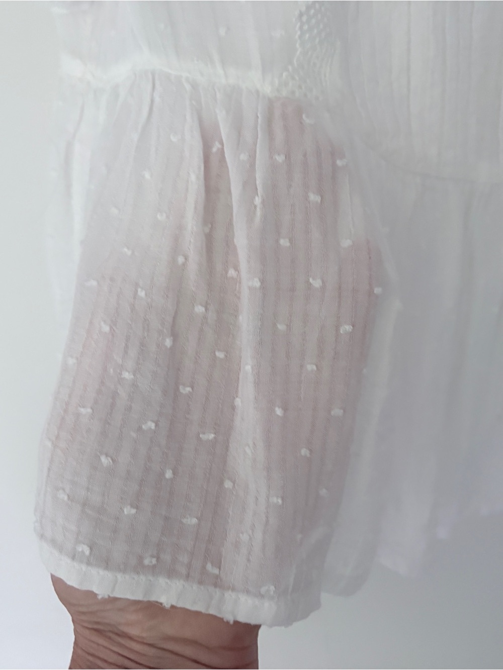 Zara Women’s White Cotton Sheer Eyelet Peplum Blouse - Picture 9 of 15